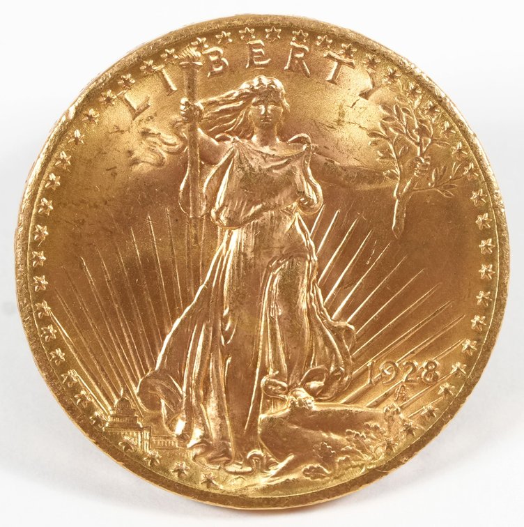 US St Gaudens $20 Gold, 1928, MS63