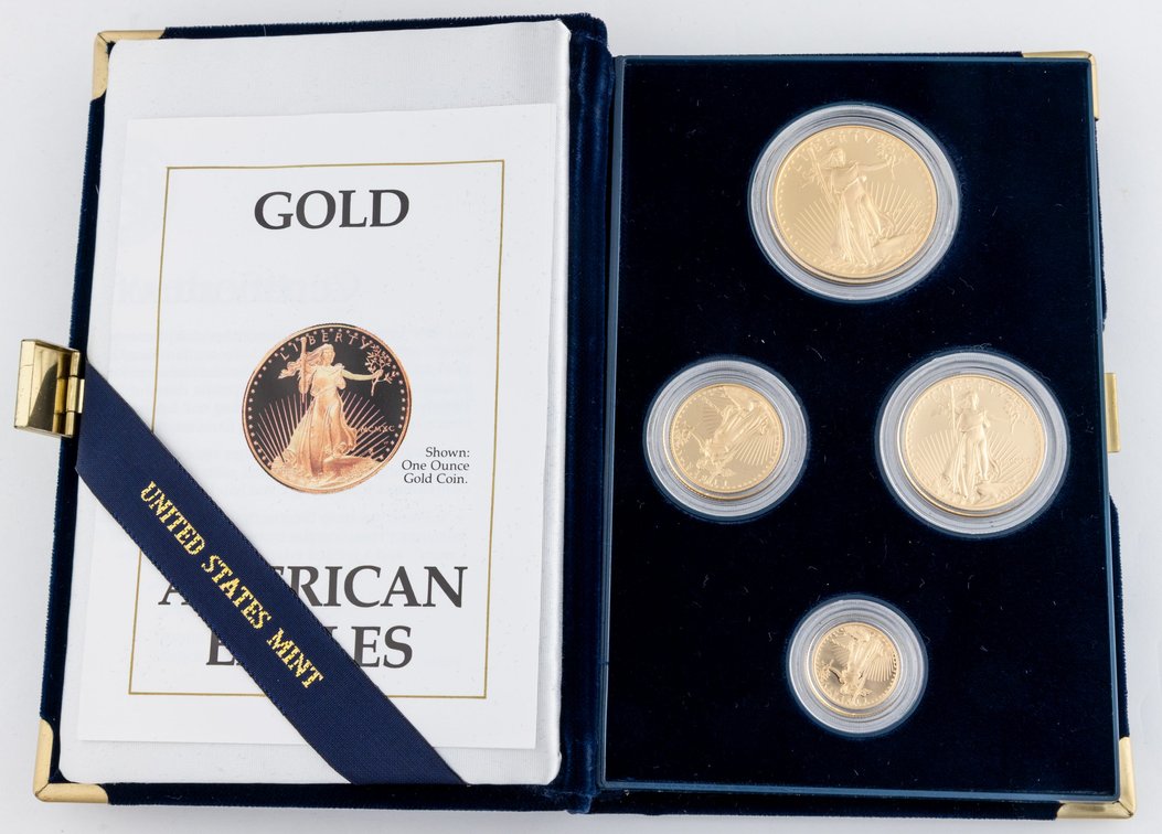 US coin lot (4) 1990 gold American Eagle Proof set