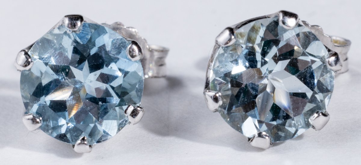 Aquamarine & 14K white gold stud earrings