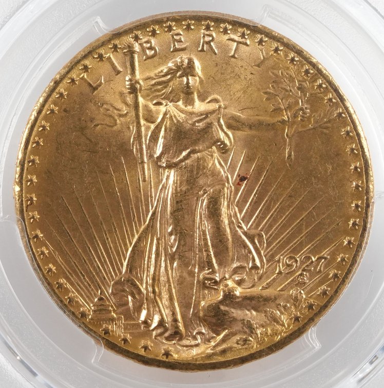 US St Gaudens $20 Gold, 1927, PCGS MS62