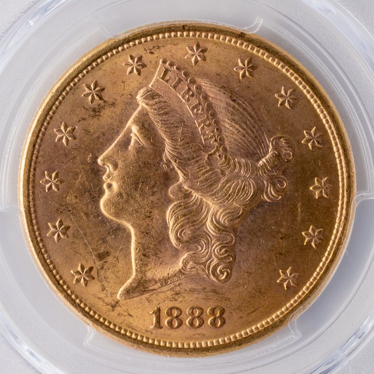 US Liberty $20 Gold, 1888-S, PCGS MS63