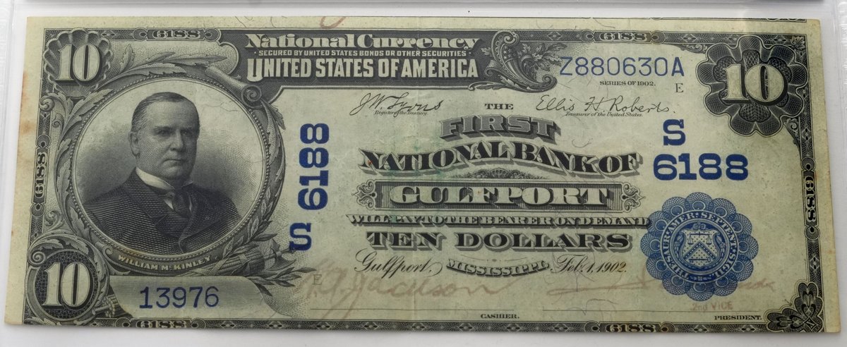The First National Bank of Gulfport, $10, 1902 Date Back, PCGS VF35