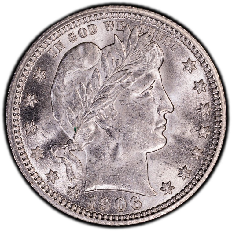 US Barber quarter, 1906-O, PCGS MS63