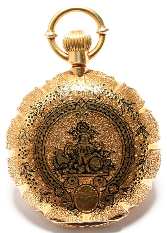 Alphonse Matile, pendant watch, 42mm, heavy 18K HC w/enamel