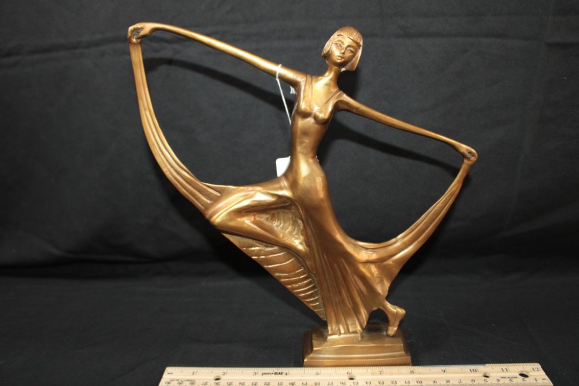 11-Inch Art Nouveau Brass Lady