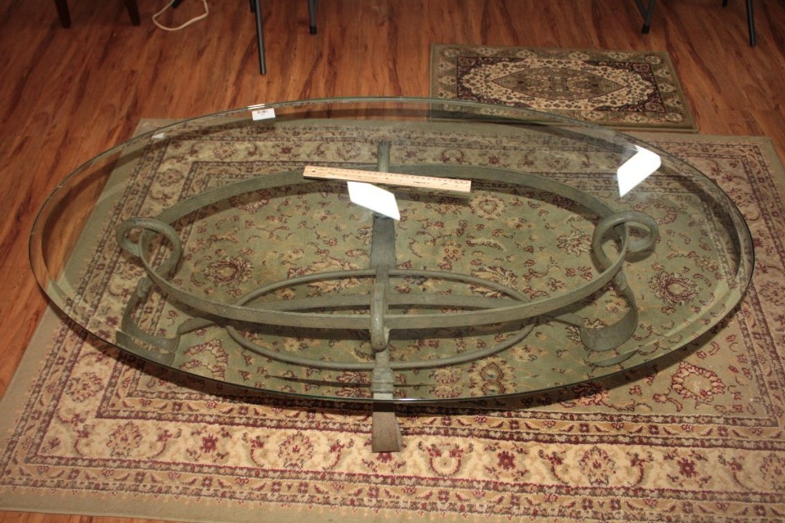 Glass And Metal Coffee Table, Measures 48 x 29 x 16