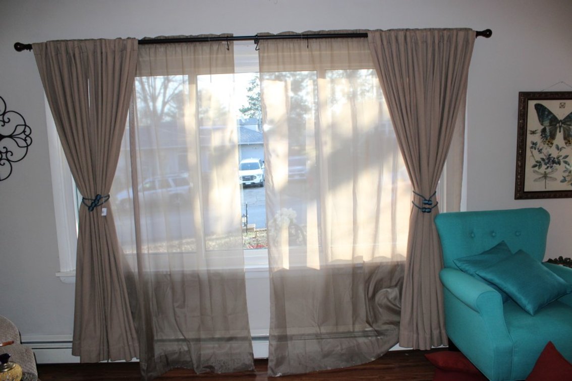Curtains, Curtain Rods, And Tie Backs