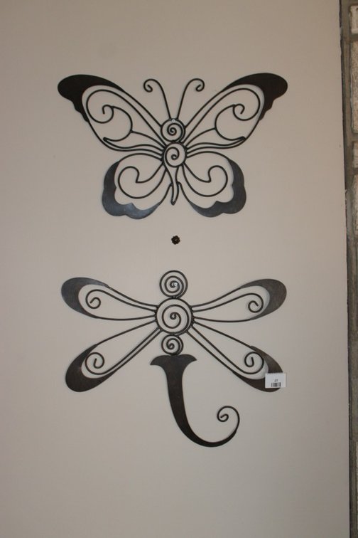 Metal Butterfly And Dragonfly, Approximately 18 Inches Wide