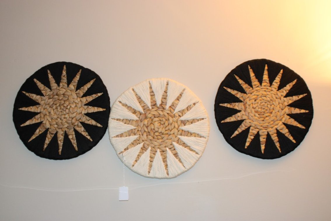 Three Woven Wall Plaques, Approximately 14 Inches Each