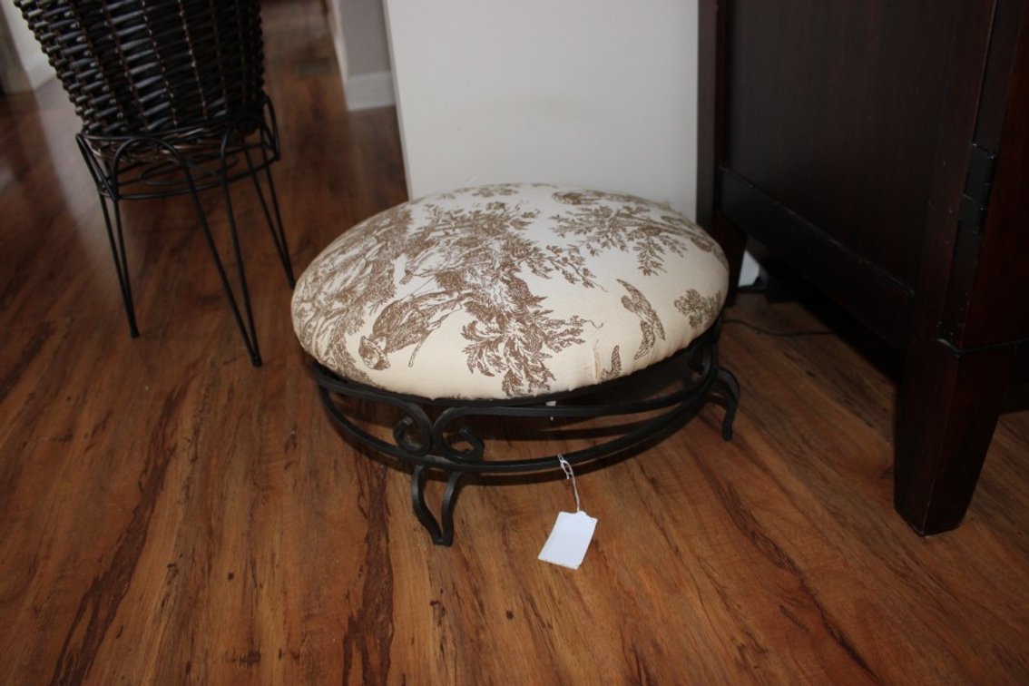 Metal Frame Footstool, 16 Inches Wide, 7 Inches Tall