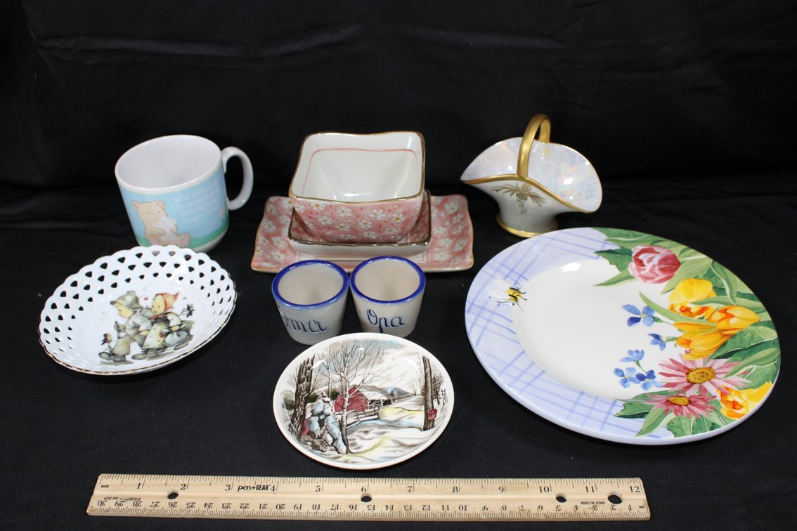 Nippon Basket, Johnson Brothers Tea Plate, Decorative Hummel Plate And Other Decorative Items