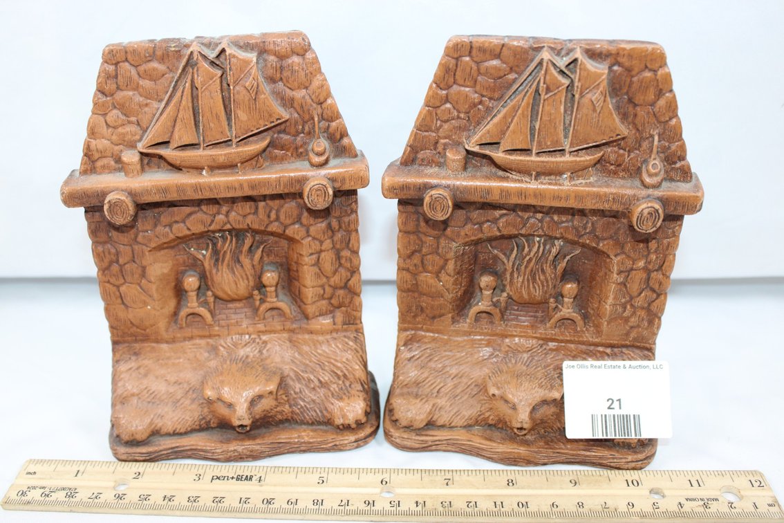 Pair Of Resin Fireplace Bookends