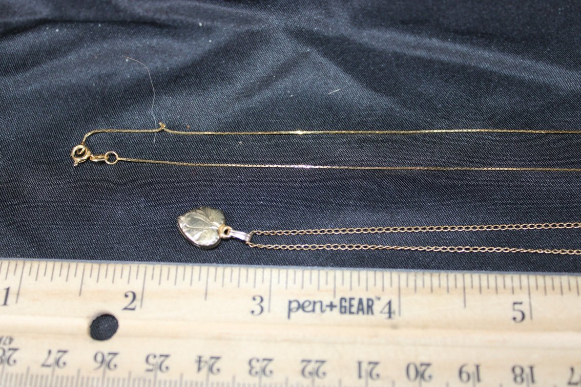 Two Chains And Pendant, Marked 14K, Weighs 2.4 Grams