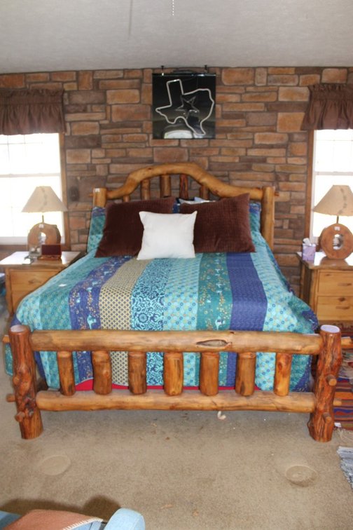 Aspen Wood Full Or Queen Bed, Handmade In Colorado, Measures 95 x 72 x 60 (Note: Bedding Is Sold In Another Lot)