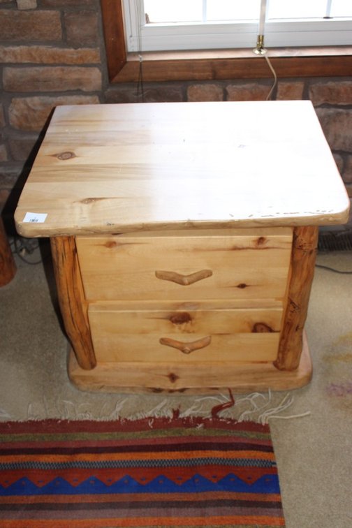 Aspen Wood Two Drawer Stand Table, Made In Colorado, Measures 28 x 23 x 23