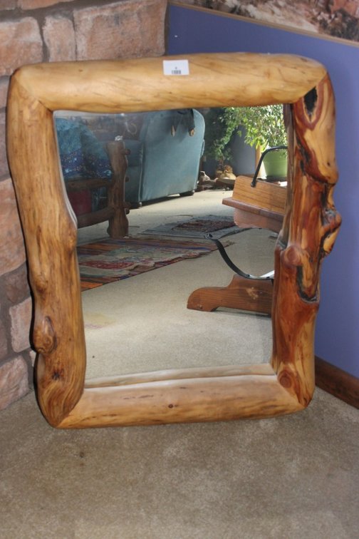Handmade Aspen Wood Wall Mirror, Made In Colorado, Measures 26 x 32