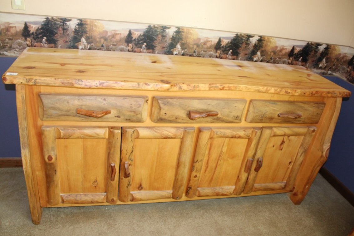 Handmade Aspen Wood Sideboard Dresser, Made In Colorado, Measures 76 x 22 x 35