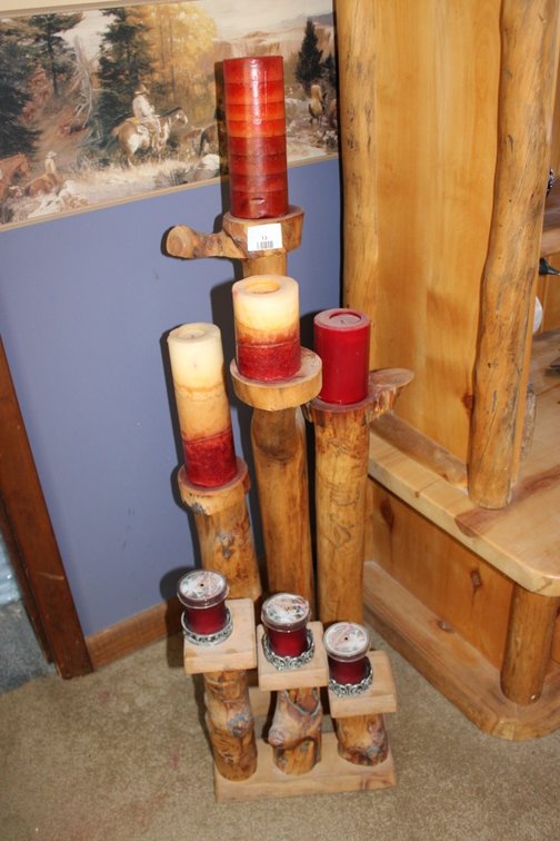 Handmade Aspen Wood Candle Stands, Made In Colorado, One Measures 33 Inches Tall And The Other Is 13 Inches Tall
