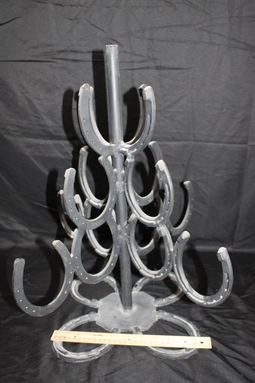 Folk Art Horseshoe Hanger, 21 Inches Tall, 19 Inches Wide