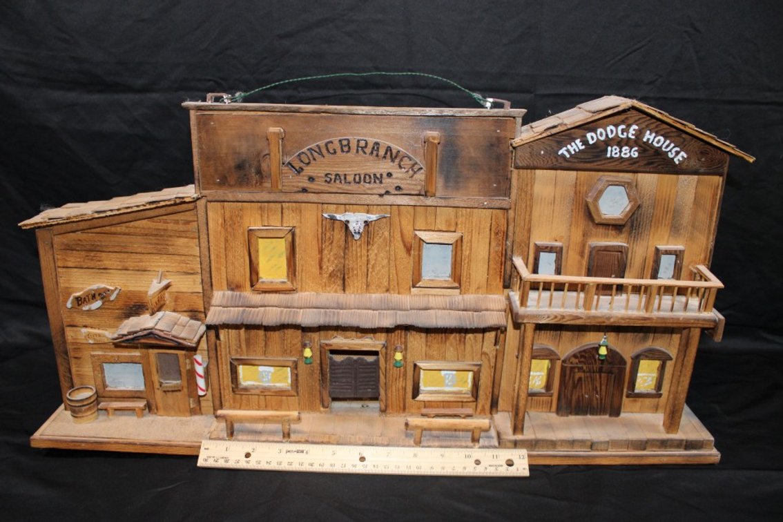 Handmade Folk Art Long Branch Saloon, 27 Inches Wide, 13 Inches Tall