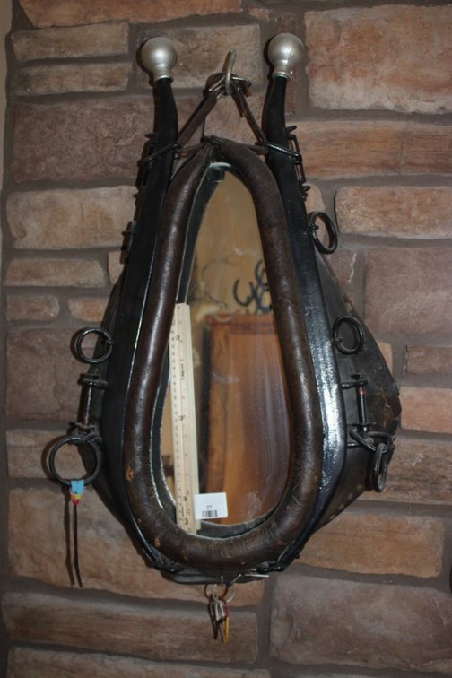 Antique Horse Collar Mirror, Measures 19 x 29
