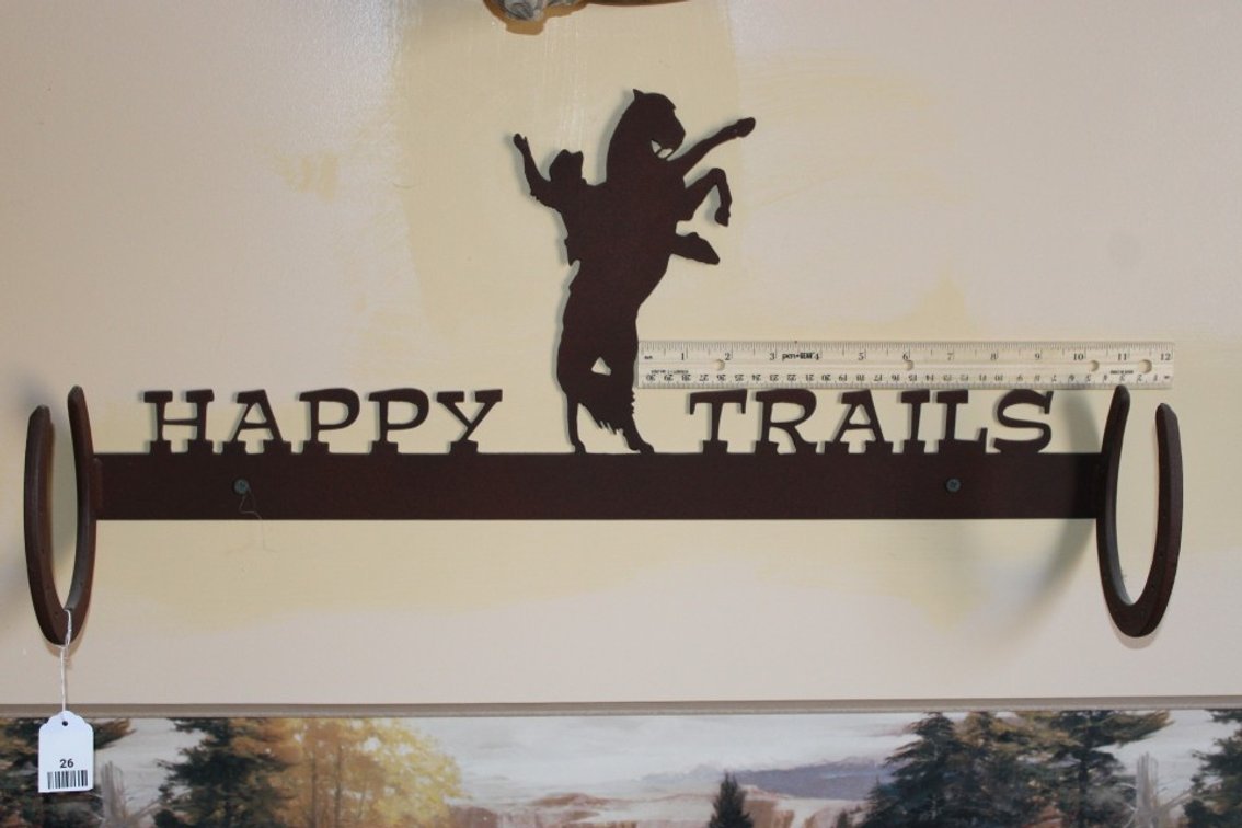 Metal Happy Trails Horseshoe Gun Hanger, 23 Inches Wide