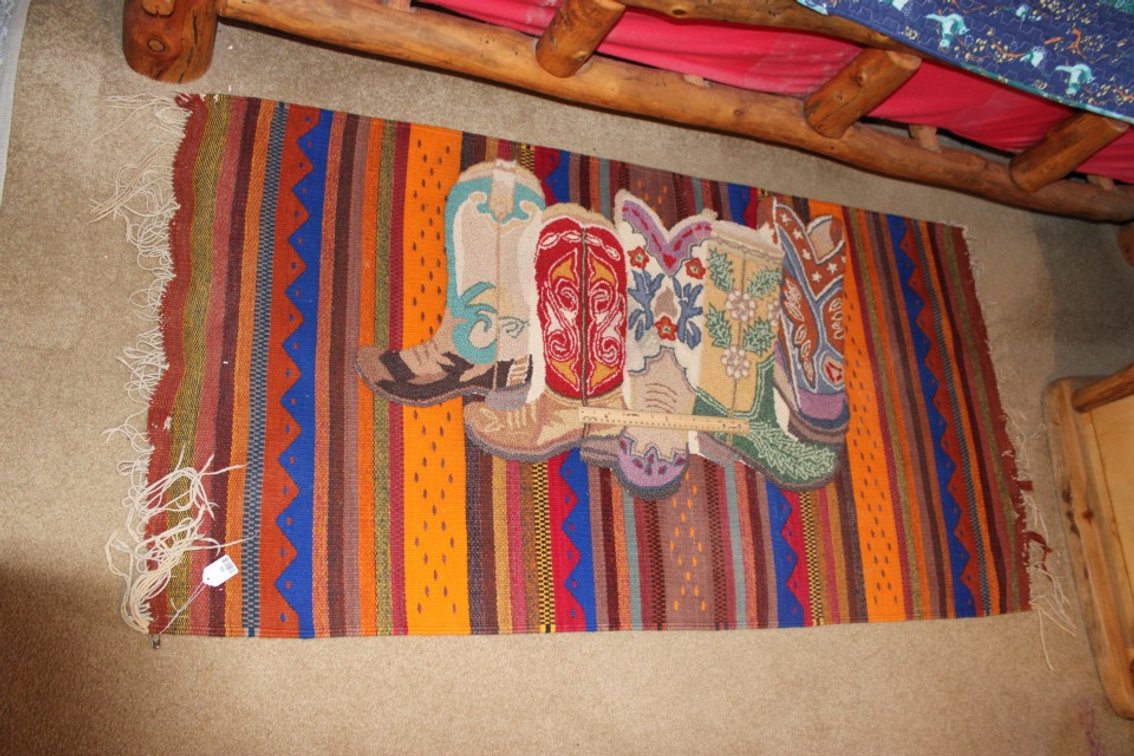 Hand Woven Rug And A Boot Rug, Hand Woven Rug Measures 66 x 32