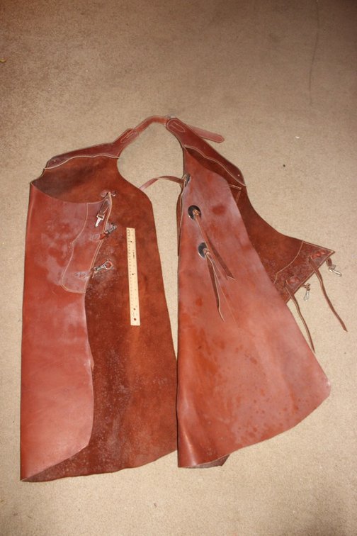 Leather Chaps. Measures 40 Inches From Top To Bottom.