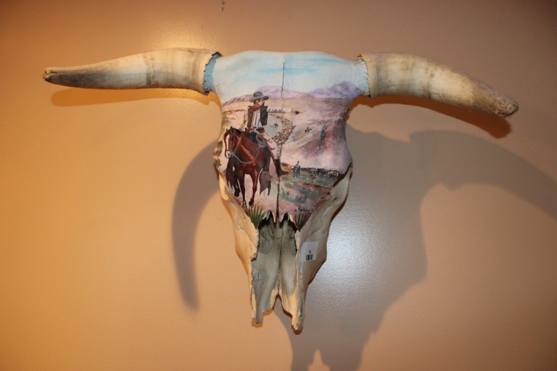 Hand Painted Steer Skull By Kyle Baker.