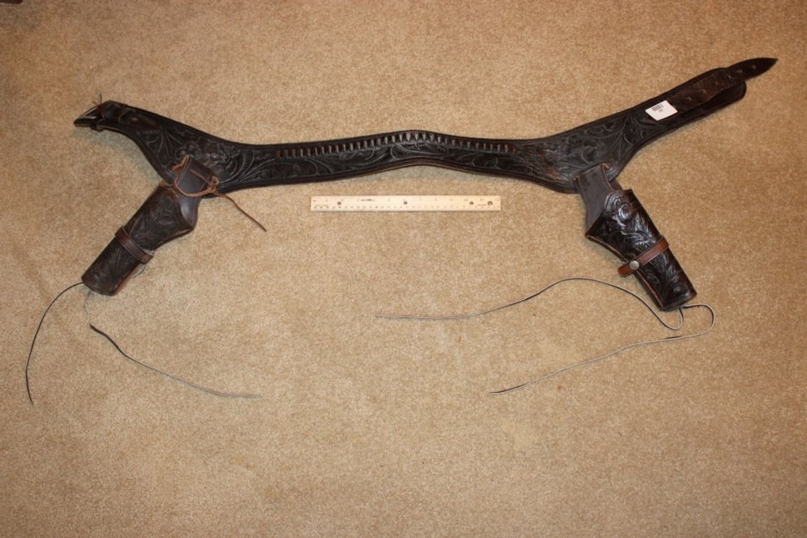 Leather Ammunition Belt With Holsters.
