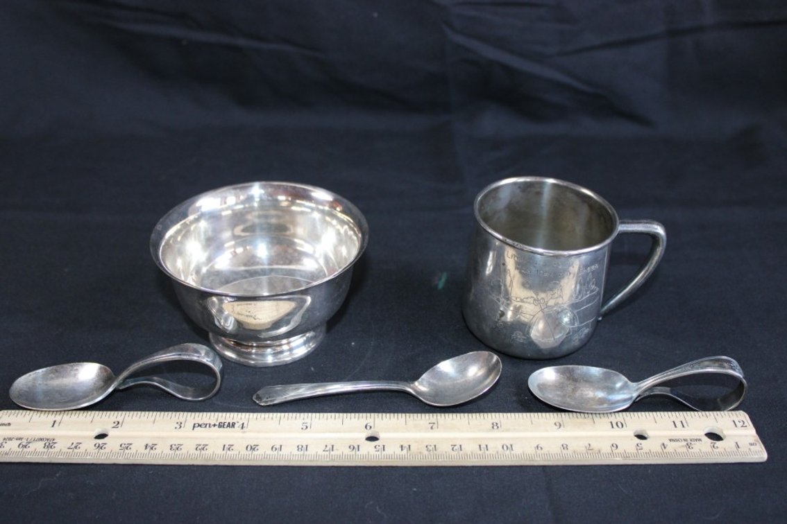 Silver Plate Baby Cup Little Bo Peep Design Sugar