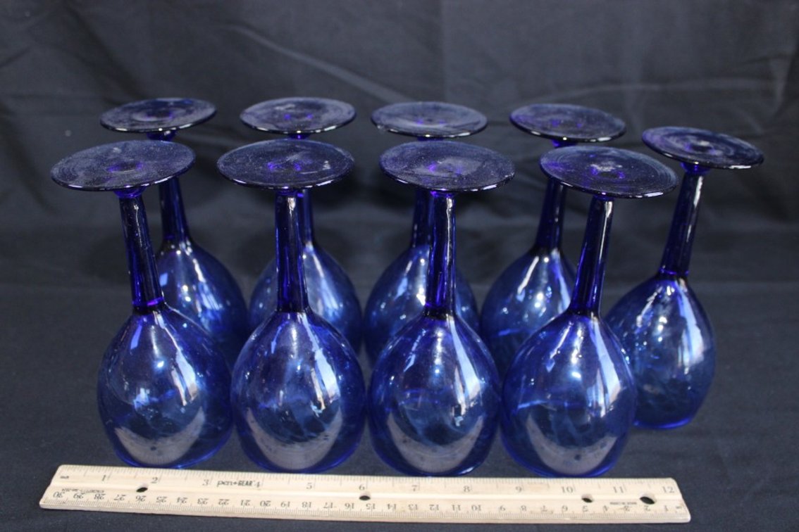 Nine Blue Vine Wine Glasses.