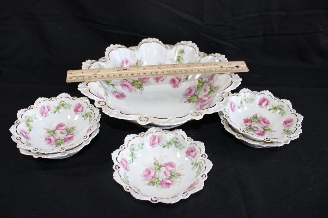 Serving Bowl With Five Berry Bowls, Marked Mz Aust