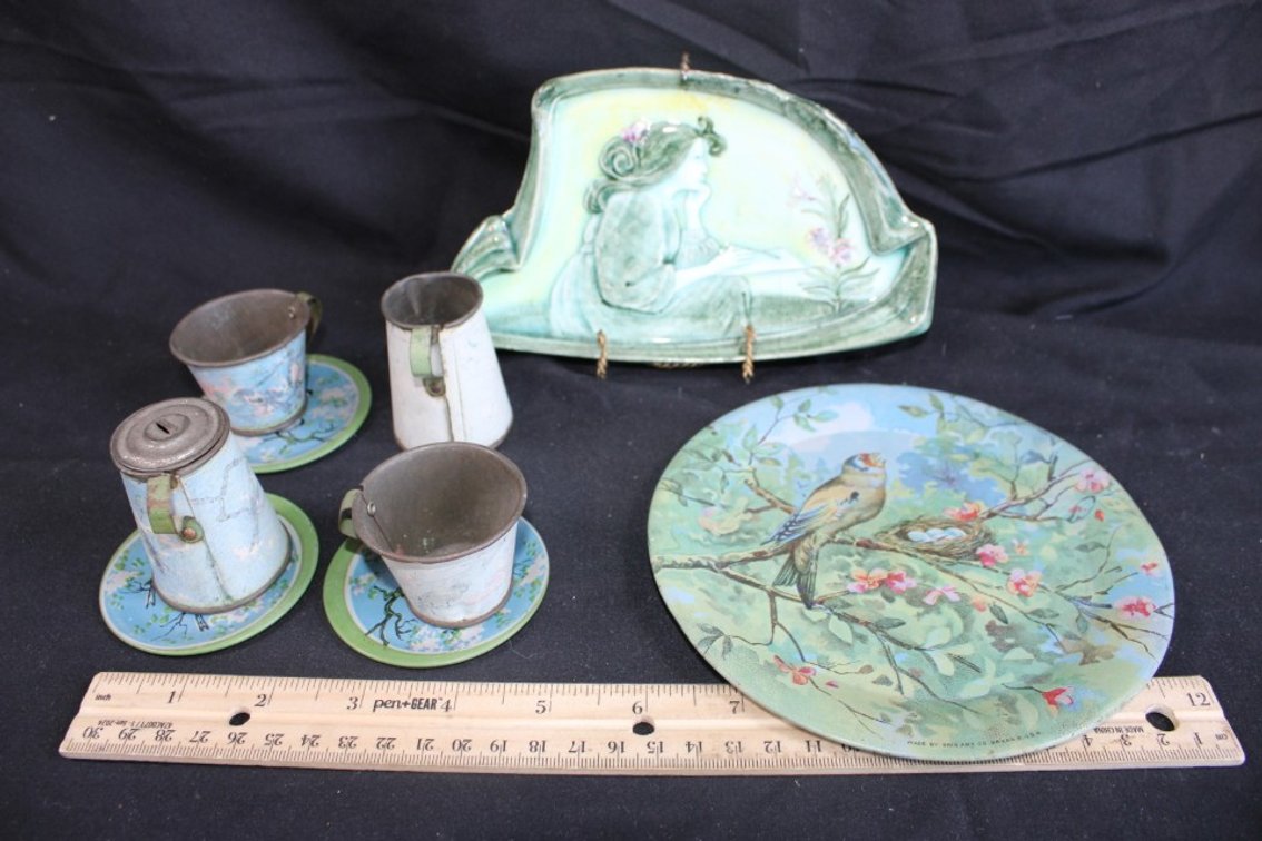 Vintage Children'S Play Dish And Saucer, Vintage T