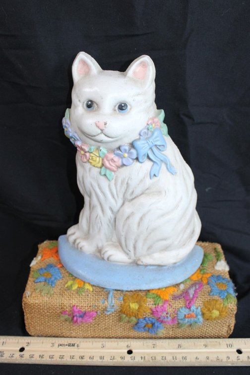 Two Doorstops Cast Iron Cat 8 Tall And Brick Cover