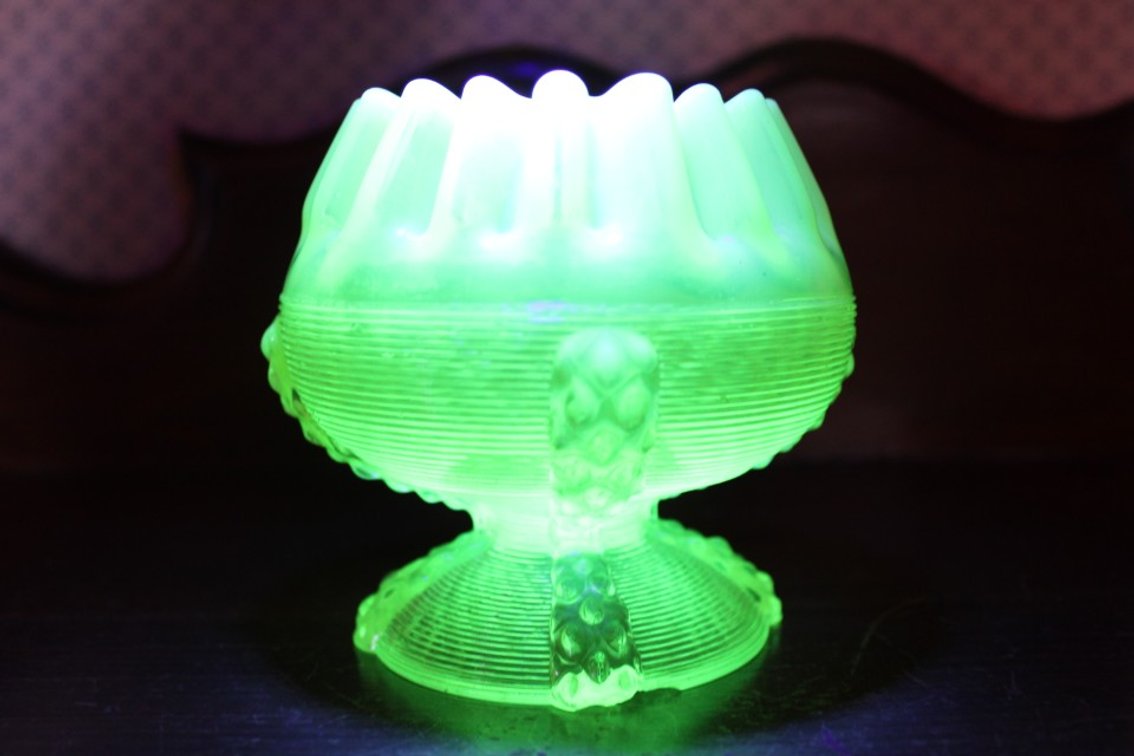 Uranium Opalescent Pedestal Bowl.