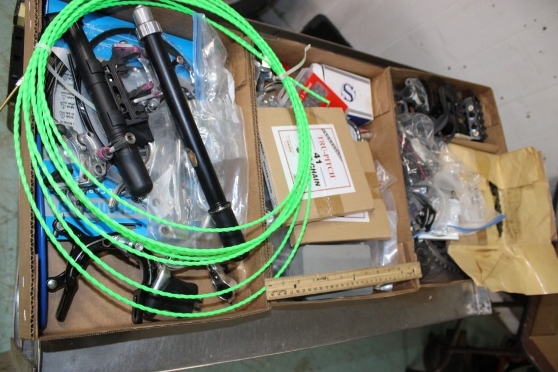 Bike Parts To Include Cables, Brake Systems, Pedals, Chains, Air Pumps, Et Cetera.