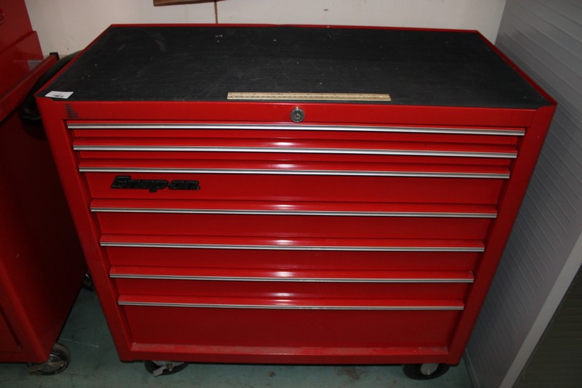 Snap-on Rolling Tool Chest, No Key Unlocked. Measures 40 By 20 By 38.