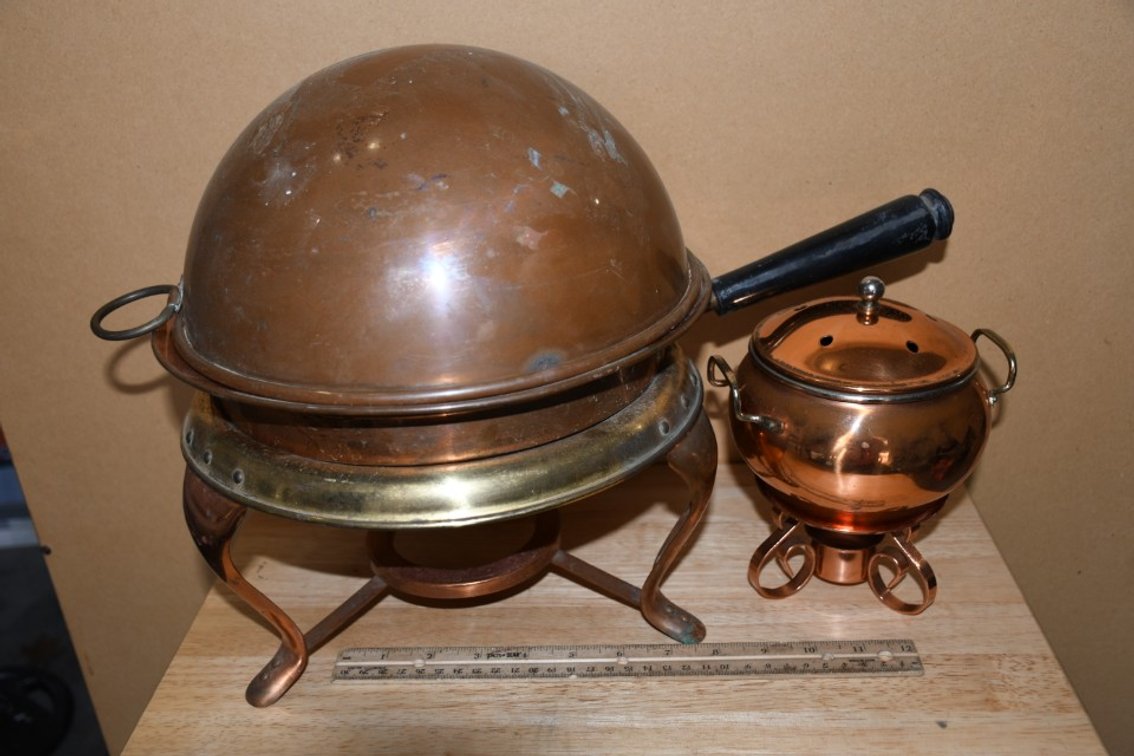 Copper Buffet Warmer Bowl and Pot