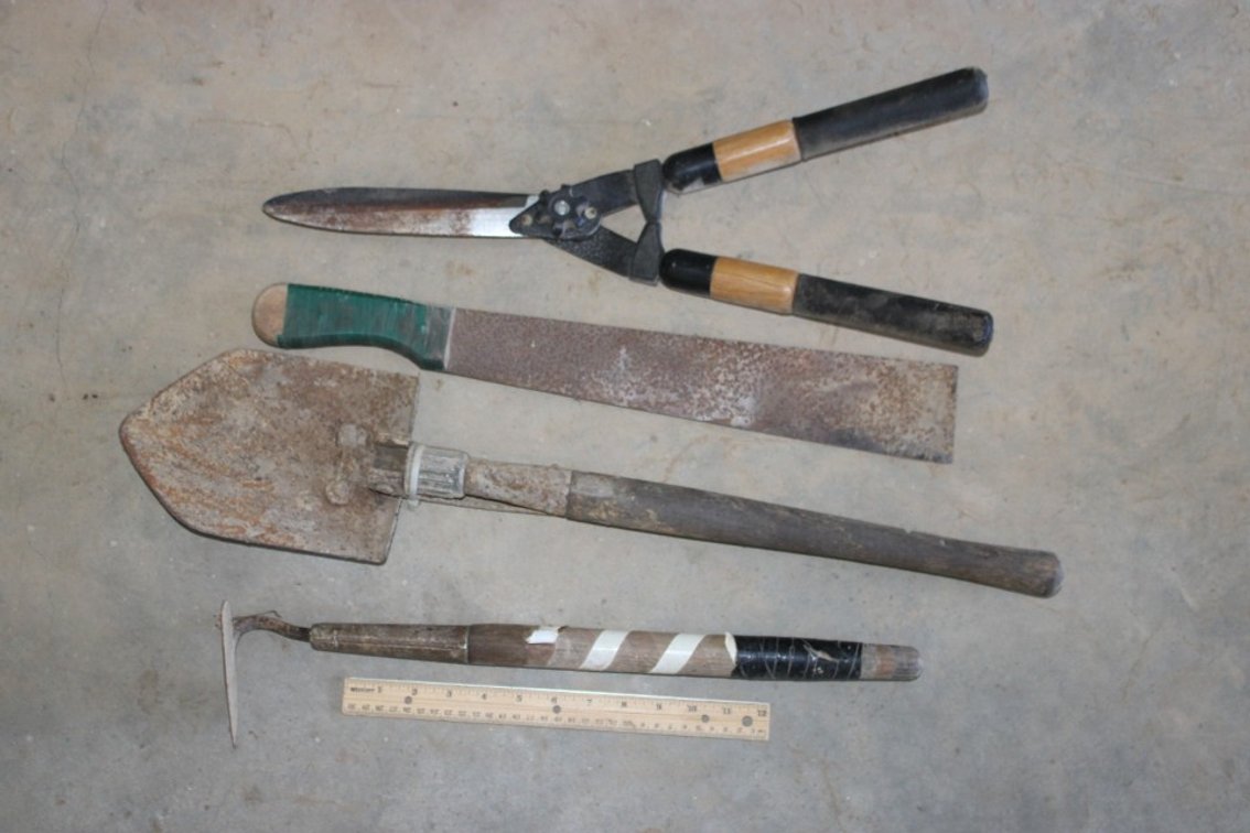 Military Shovel, Hoe Pruners and Machete