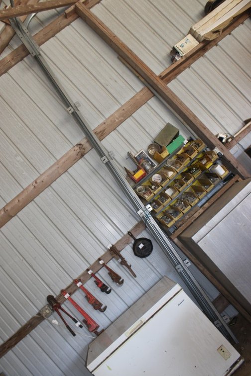 Garage Door Track, 2 Uprights and 2 Top Tracks, Approximately 13 Foot Each