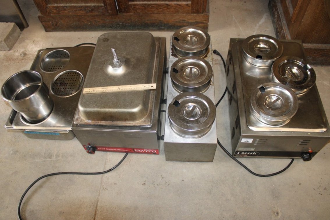 Three Food Warmer Servers With Accessories