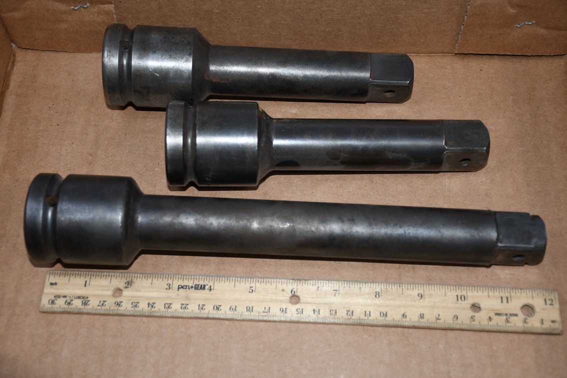 3 1-Inch Drive Apex Extensions, 2 at 8 Inches and 1 at 12 Inches