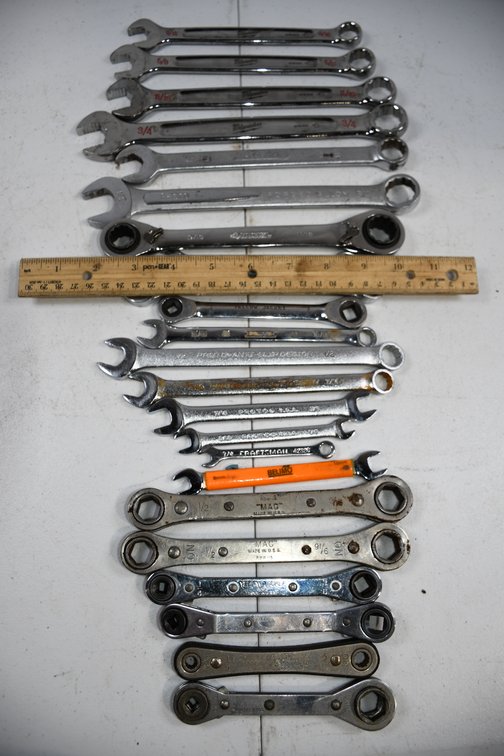 Ratcheting Wrenches and Combination Wrenches, Including Milwaukee, Husky, Wright, Grip, SK, Easco and More