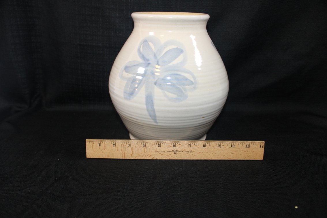 Cannon Pottery, Ripley, Illinois, Signed Stoneware Vase, 9 Inches Tall With 5 Inch Mouth