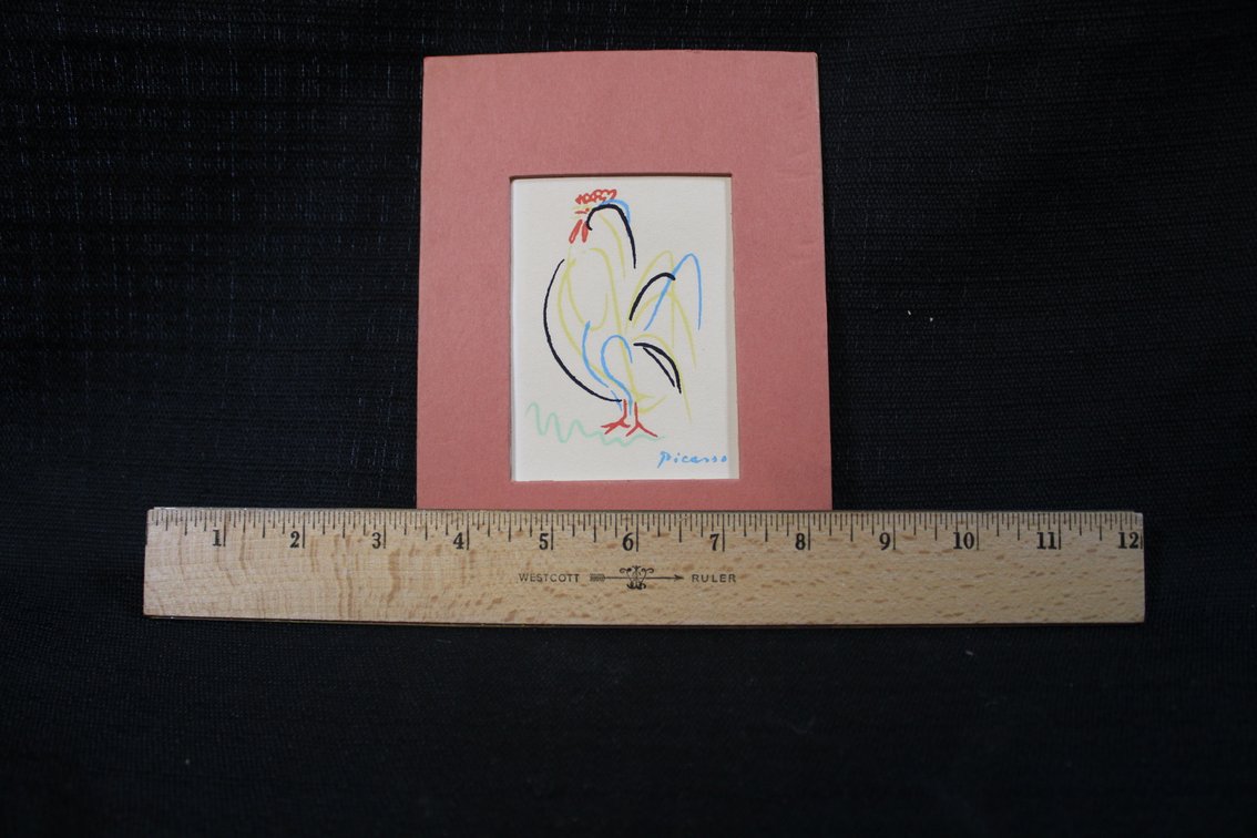 Pablo Picasso "Rooster II," Signature Printed As Part Of The Image, World Classics Label, By World Classics Inc, Bay Shore, New York