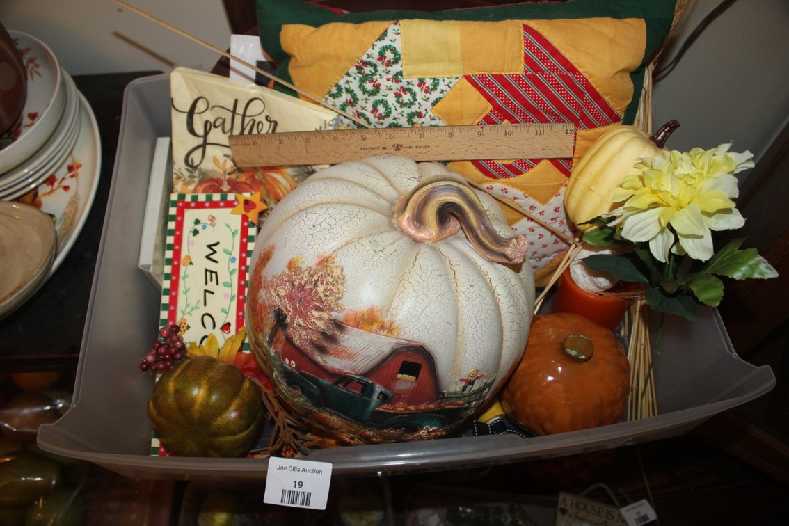 Fall Decor With Pumpkin Pillow And Other Decor