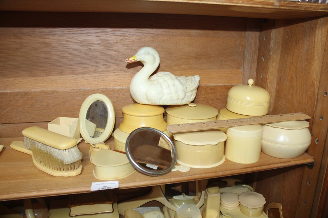 Vintage Celluloid Dresser Boxes, Mirror, And More