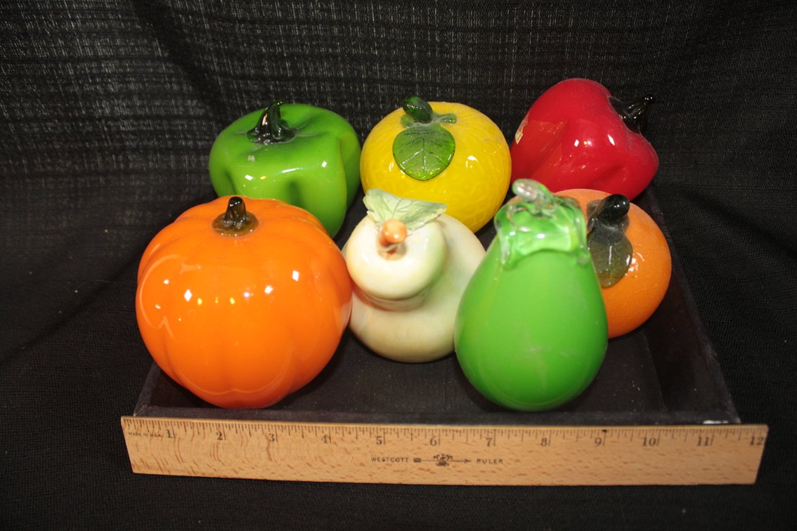 One Ceramic Pear And Glass Fruit
