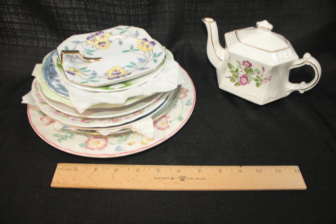 Ironstone L Greave Pitcher And Various Plates, Including Occupied Japan, England, Bavaria, J C Penney, Germany, And More